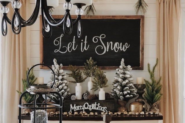 Farm House Fixer Upper addobbi di Natale bianco e nero